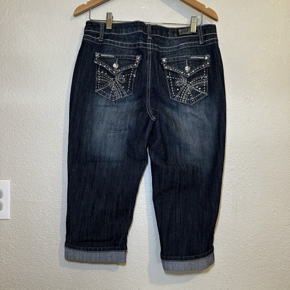 Earl Jeans Women's Size 12 Capri Crop Jeans Stretch Mid-Rise Rhinestone Y2K - Picture 3 of 6
